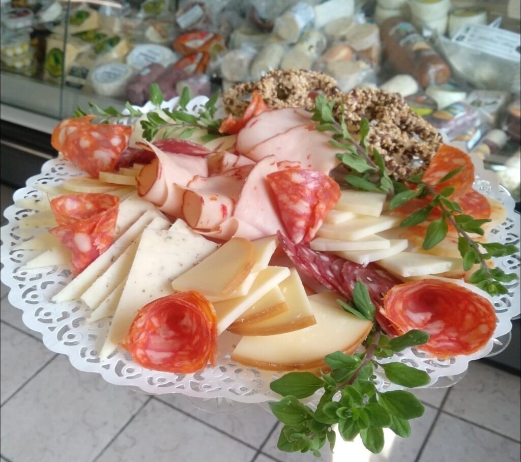 Traditional greek cheese and cold cuts in Alexandris' deli shop