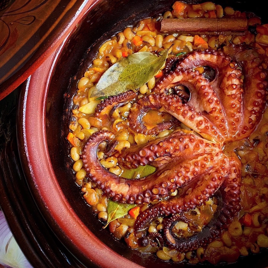 Braised Octopus with black-eyed peas is a tasty version of an ingredient, commonly used in Mediterranean cuisine by Chef Dimitris Tziovaras.